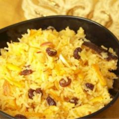 Sweet Saffron Rice with Currants and Pistachios
