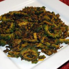 Pan-Fried Whole Bitter Melons with cashew stuffing