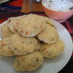 Soft Cashew-Studded South-Indian Steamed Semolina Breads (Rawa Idli)