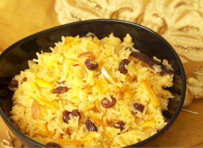 Sweet Saffron Rice with Currants and Pistachios