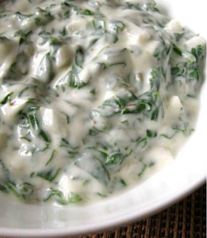 Chopped Spinach in Smooth Yogurt