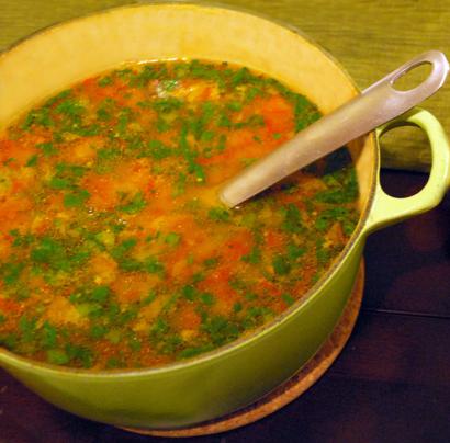 Mung Dal Soup with Tomatoes