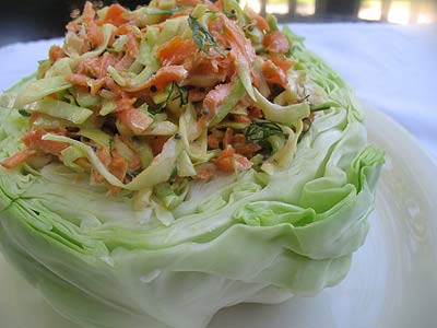 Whole Cabbage Stuffed with Carrot Coleslaw
