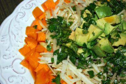 Papaya, Avocado and Jerusalem Artichoke salad