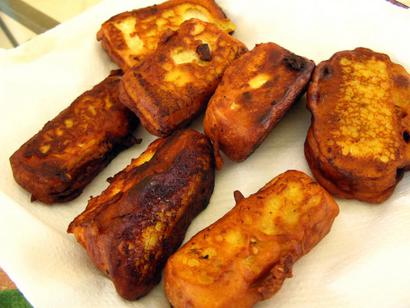 Pumpkin pakora with Crushed Coriander Seeds