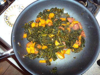 Seasoned Spinach with Julienne Potatoes