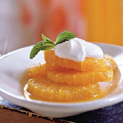 Sliced Oranges with maple Cream