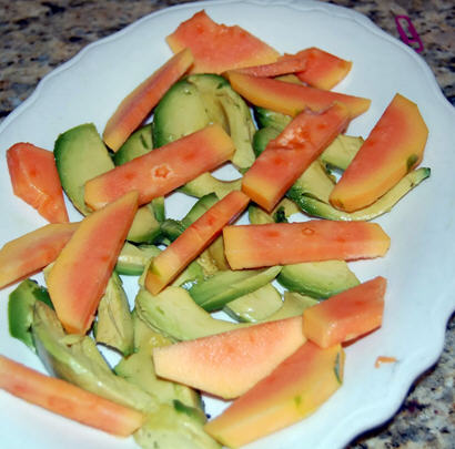 Papaya, Avocado and Jerusalem Artichoke Salad