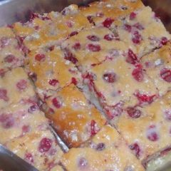 Cranberry Cake with Golden Sauce
