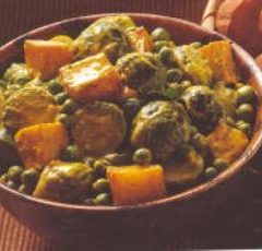 Brussels Sprouts, Potatoes & Peas with Sour Cream