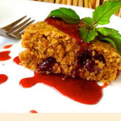 Moist Oatmeal Breakfast Cake Served with Homemade Roselle (Jamaica) Jam